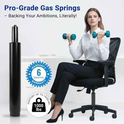 8" Office Chair Cylinder Replacement - Heavy Duty 1000lbs Class 4 Hydraulic Lift with Silent 360¡Æ Rotation, Universal Pneumatic Piston Fit for Sinking Desk/Gaming Chairs