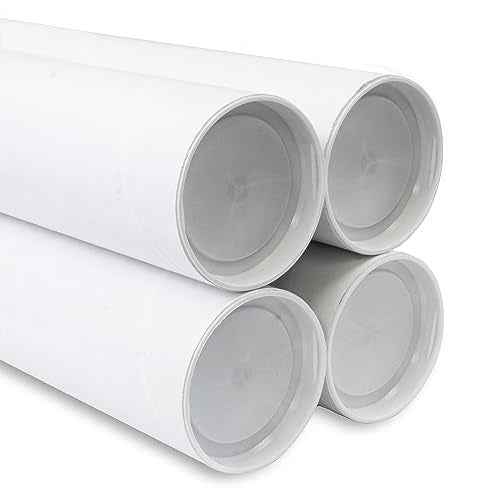MagicWater Supply Mailing Tube 3 in x 24 in White - 4 Pack - for Shipping and Storage of Posters, Arts, Crafts, and Documents