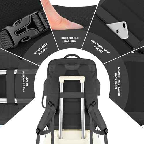 TOTWO Travel Backpack, Extra Large 55L Carry On Backpack Flight Approved with USB Charging Port, Expandable Waterproof Business Luggage Casual Bag Fits 18.4 Inch Laptops, Travel Gifts for Men Women