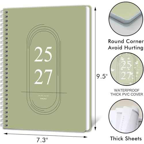 Monthly Planner 2025-2027 - 2 Year Monthly Planner Calendar 2025-2027, July 2025 - June 2027, 7.3" * 9.5", 24 Months Calendar Planner with Waterproof Cover£¦Spiral Bound, for Office, School Home Planning - Green