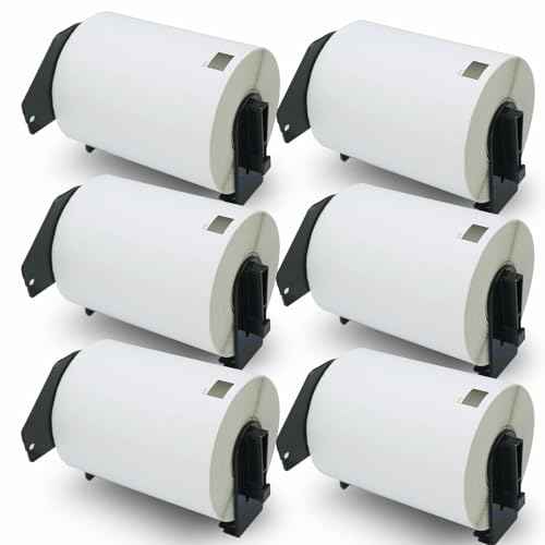 BETCKEY - Compatible Shipping Labels Replacement for Brother DK-1241 (4 in x 6 in), Use with Brother QL Label Printers [6 Rolls/1200 Labels]