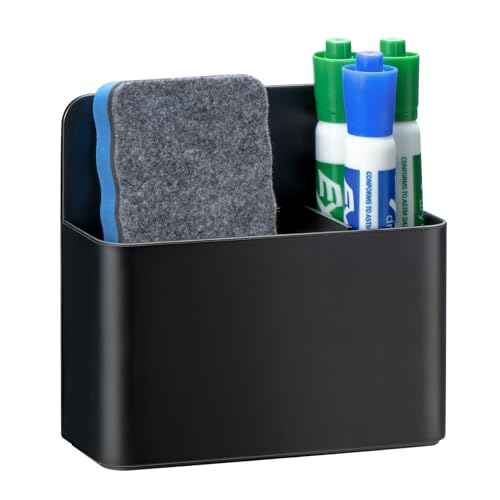 Simetufy Magnetic Dry Erase Marker Holder, Magnetic Pen Holder, Whiteboard Marker Holder, Magnetic Marker Holder for Fridge, Whiteboard, Locker, Magnetic Cup for Dry Erase Board, 1 Pack, Black