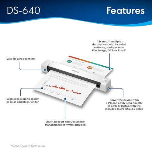 Brother DS-640 Compact Mobile Document Scanner - Model: DS640, New
