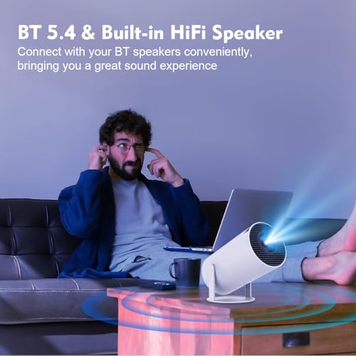 Magcubic HY300PRO Mini Projector with WiFi and Bluetooth, 4K Support 200ANSl Smart Portable Projector, AutoKeystone, 180¡Æ Rotation, Home Video Proyector for Home, Bedroom, Outdoor Android 14
