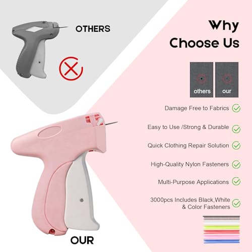 Stitch Gun for Clothes - Pink Handheld Quick Clothing Fixer by Xamanabu
