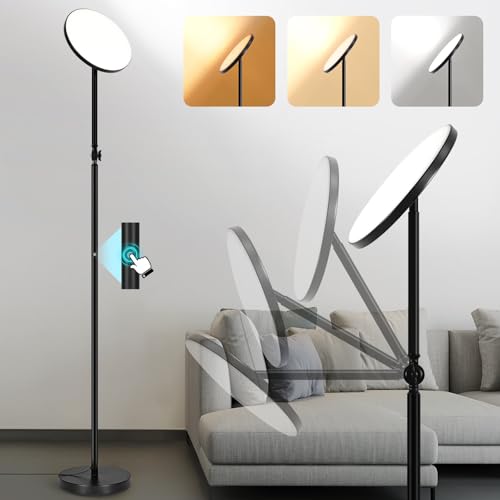 Floor Lamps for Living Room, 30W Super Bright LED Standing Lamp, Stepless Dimmable Tall Torchiere Lamp with Remote & Touch Control, Modern Floor Lamp for Bedroom & Office -Black