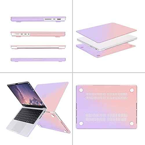 iCasso for MacBook Pro 14 inch Case 2024 2023 2021 Release M4 A3112 A3401 A3185 M3 A2918 A2992 M2 A2779 A2442 M1 Pro/Max, Bundle 5 in 1, Hard Shell Case, Sleeve Bag for Mac Pro 14, Gradient Purple