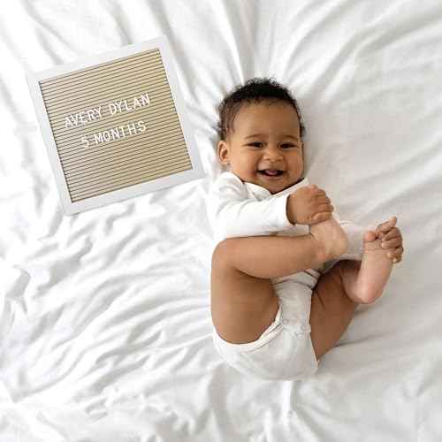 Kate & Milo Letterboard, Taupe, Classic Wooden Letterboard, Baby Keepsake Photo Prop, Taupe Letterboard Keepsake For Milestones, Gender Neutral Nursery Decor, Baby Announcement Prop