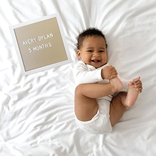 Kate & Milo White and Taupe Wooden Letterboard 10x10 Inch, Photo Prop & Decor