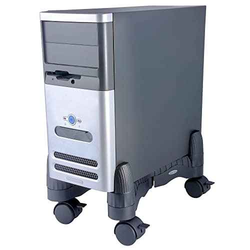Kantek Mobile CPU Stand with Adjustable Width and Locking Casters, 16-Inch Wide x 7-Inch Deep x 4.8-Inch High (CS200B),Black