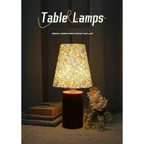 Retro Classic Desk Lamp Bohemian Style, Fabric Lampshade and Wooden Lampholder, Retro Country Style Traditional Bedside Table Lamp, Children's Tenant Hall Office Dormitory Desk