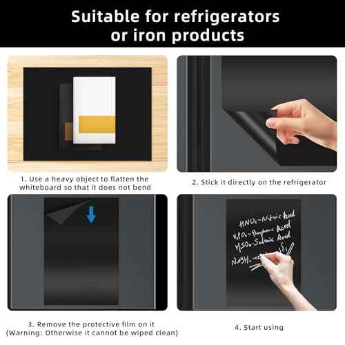 Magnetic Black Dry Erase Board for Refrigerator, 48" x 36"Chalk Board Contact Paper Decal for School, Office, Kitchen Fridge, Kids Drawing with Dustless Chalk, Holder and Magnets