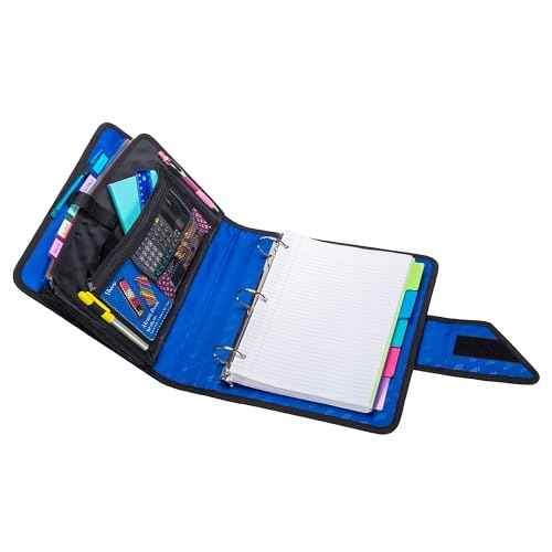 Case-It Open Tab Velcro Closure 2-Inch Binder, 5-Color Tabbed Expanding File, S-826-A Midnight Blue, 4 Pack