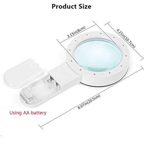 AIXPI Magnifying Glass with Light, 30X Handheld Large Magnifying Glass 12 LED Illuminated Lighted Magnifier for Macular Degeneration Seniors Reading Inspection Coins Jewelry