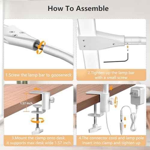 EppieBasic LED Double Head Architect Lamps, Extra Bright Workbench Office Lighting, Eye Protection Modern Desk Light for Monitor Working Reading White 1200LM