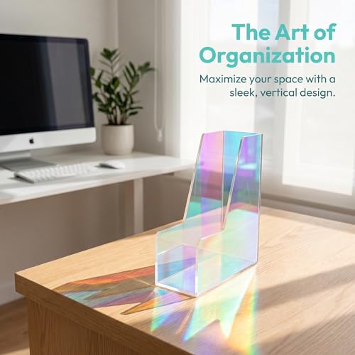 Qianly Acrylic File Holder - Space-Saving Desktop Organizer for Documents & Magazines