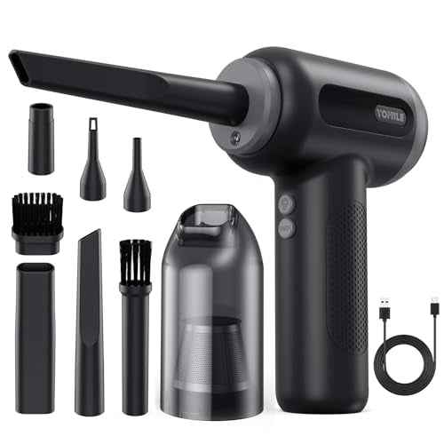 Compressed air Duster, Yomile 2 in 1 180000RPM Cordless Air Duster with Mini Car Vacuum, 9000mAh Battery Dust Blower for Keyboard Cleaner,Rechargeable Air Blower AIC Can for Office Computers