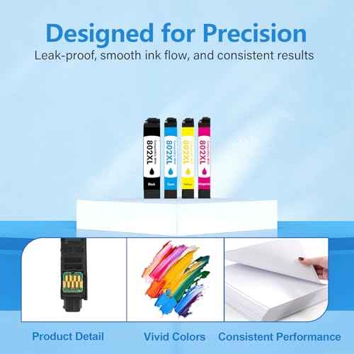 802 802XL Ink Cartridges Combo Pack Remanufactured Replacement for Epson 802 802XL Ink Cartridges for Epson Printer Workforce Pro WF-4740 WF-4730 WF-4720 EC-4020 EC-4030 (BKCMY-4Pack)