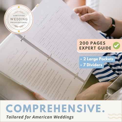 Elegant Wedding Planner Book and Organizer | 3 Ring Premium Wedding Binder | Tissue Wrapped | Unique Engagement Gift for Couples | Dividers, Pockets & Calendar | Protected Gold Corners (Beige)