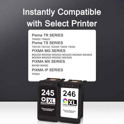 245 and 246 Ink Cartridges Combo Pack Replacement for Canon PG 245XL CL 246XL Combo Pack for PIXMA MX490 TS3322 TR4522 TR4500 TS3122 TS3300 TS3100 TS3320 MX492 MG2522 TR4520 Printer (1 Black+1 Color)
