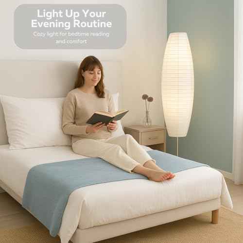 LIGHTACCENTS 59-Inch Rice Paper Floor Lamp ? Japanese-Style Lantern with White Paper Shade, Modern Standing Lamp for Living Room, Bedroom, Office, Soft Ambient Lighting for Home D?cor