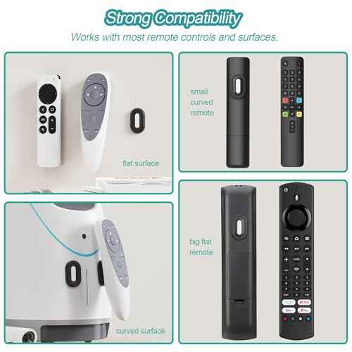 Magnetic Remote Control Holder Wall Mount, 5 Pack TV Remote Holder Wall Mount, Silicone Remote Organizer Magnetic Remote Holder for Bed, TV, Ceiling Fan and Air Conditioner (Black)