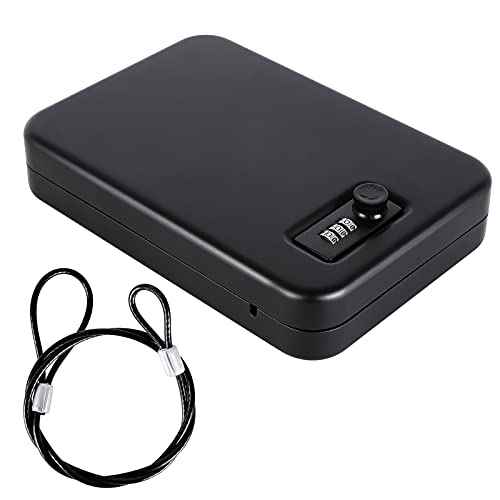 Dalmbox Gun Safe for Pistols Small Handgun Lock Box with Combination Lock Portable Travel Pistol Safe for Car, Home, Travel