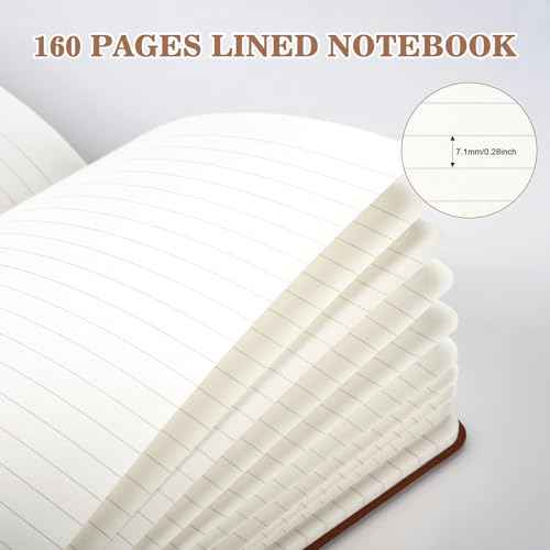 OMEYA 8 Pack Lined Journal Notebooks for Work, 100gsm Thick Paper, 5.7"x 8.3", College Ruled A5 Notebook Bulk, Leather Journal for Writing, Hardcover Notebooks for School, Office, Journal for Women