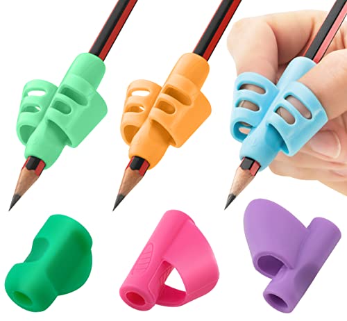 Multicolor Stylo Pencil Grips for Kids Handwriting - 6 Pack, Toddler to Preschool