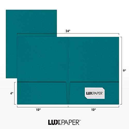 LUXPaper 9" x 12" Presentation Folders | Two Pocket | Teal | 100lb. Cover | 25 Qty