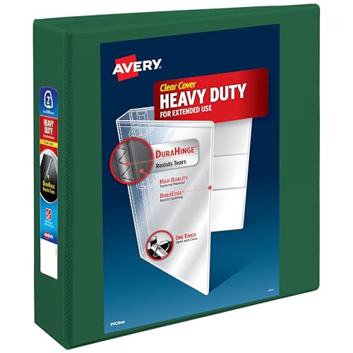 Avery Heavy-Duty 3 Ring Binder 2-inch EZD® Rings - Green, Durable & Tear-Resistant