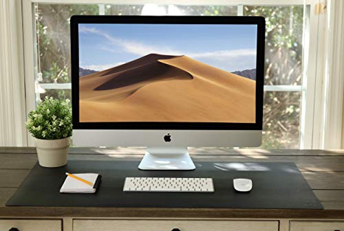 Vine Creations 36x20 Inch Black Leather Desk Pad - Waterproof Reversible Office Mat
