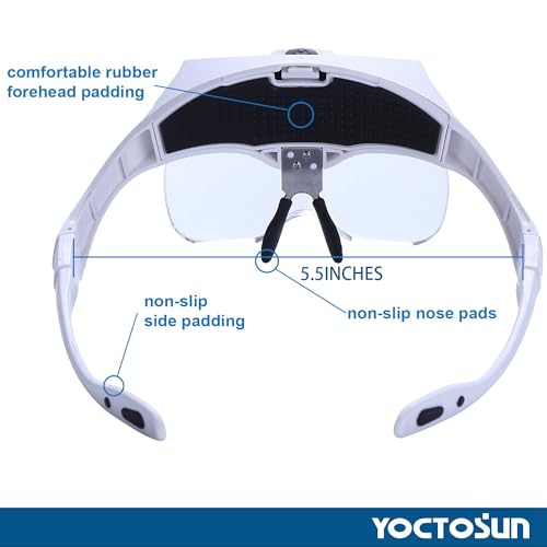 YOCTOSUN LED Head Magnifier with 5 Lenses, Rechargeable Light & Storage Case - Variations Available