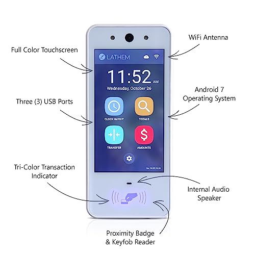Lathem Touch-Free Wi-Fi Time Clock System with Proximity Badge Reader - Clock System