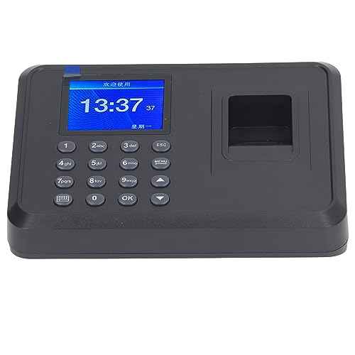 Fingerprint Time Attendance Machine, Multilingual Voice Reminder Fingerprint Password Attendance Machine Employee Time Clock for Offices, Factories and More (US Plug)