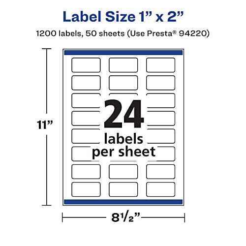 Avery Matte White Rectangle Labels, Sure Feed Technology, 1" x 2", 1,200 Matte White Printable Labels