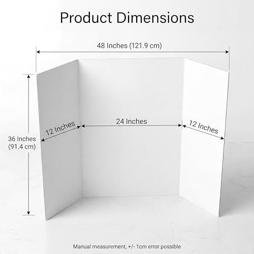 JOOLOKT 48 x 36 Inch White Corrugated Tri-Fold Presentation Boards 3 Pack