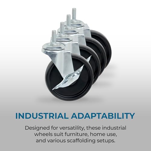 Honey-Can-Do 4" Swivel Caster Wheels Set of 4, Heavy Duty for Wire Shelving