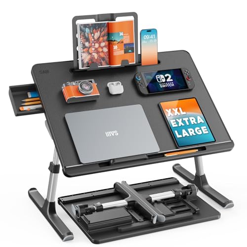 SAIJI Black X-Large Adjustable Laptop Lap Desk for Bed & Home Use