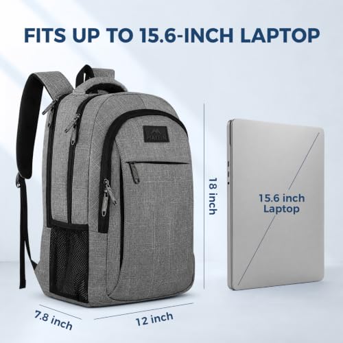 MATEIN Grey 15.6 Inch Travel Laptop Backpack with Organized Compartments