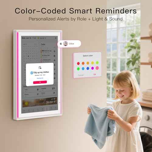 15.6 Inch Digital Calendar, Full HD Touchscreen Smart Planner for Family Schedules - Wall & Desk Mount, Great for Seamless Daily Planning & Household Organization, with LED Reminder Light