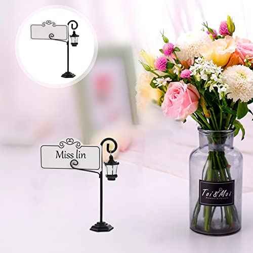 Ciieeo 20 Pcs Business Card Holder Table Sign Holder Wedding Bark Memo Holder Street Lamps Place Holder Place Stands Message Clips Name Stand Seat Card Photo Resin and Iron