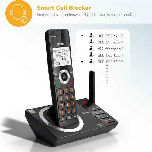 AT&T DECT 6.0 Cordless Expandable Home Phone with Large Display and Big Buttons, Answering Machine, Smart Call Blocker, Extended Range, Caller ID, Speakerphone, Intercom: CL82118 (Charcoal Black)
