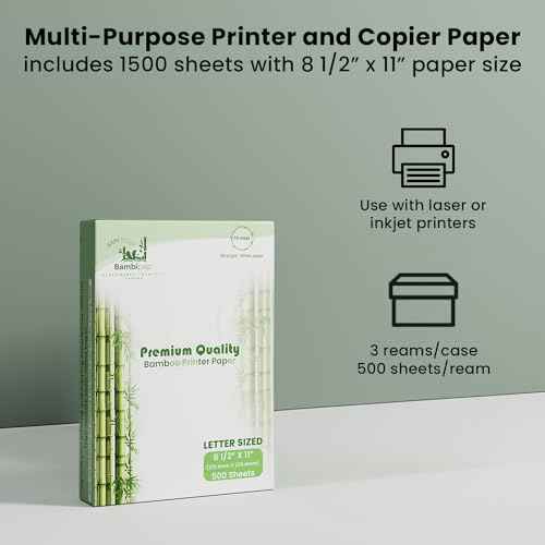 BAM POS Bamboo Printer Paper - 8 1/2¡± x 11¡±- 20LB Multipurpose White Paper - Made from Bamboo Fiber, Renewable Resources, Zero Trees Used - 3 reams (1500 Sheets)