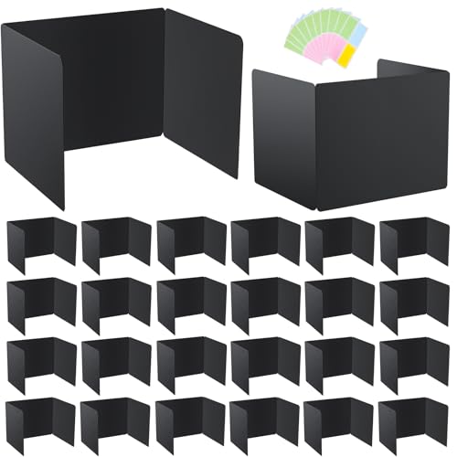 24-Pack Desk Dividers for Students, Plastic Privacy Shields Folders for Student Desks, Sturdy & Durable Testing Dividers for Classroom, Easy to Clean Classroom Privacy Folders School Supplies, Black