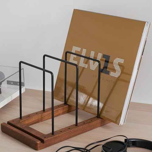 ZICOTO Decorative Vinyl Record Storage For Up to 75 Single Records ? Sturdy LP Holder Stand Organizes All Your Favorite Classic, Oldies, or Recent Hit Albums in Style