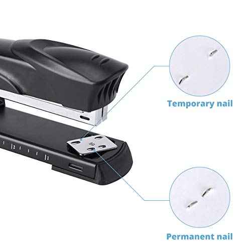 Long Reach Stapler,with 2000 Staples & Stapler Remover Full Strip£¬20-25 Sheet Capacity,with Built-in Ruler and Adjustable Locking Paper Guide, Black
