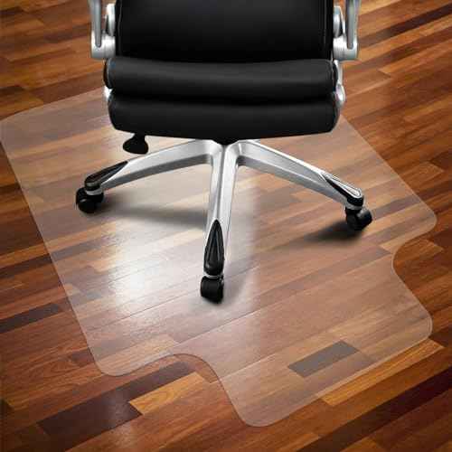 Office Chair Mat for Hardwood Floor & Tile Floor, 47"x36" Plastic Anti-Slip Floor Protector for Home Office, Under Desk Computer Gaming Chair Mat, Transparent, Can't be Used on Carpet