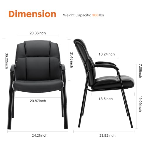 Sweetcrispy Waiting Room Chairs, PU Leather Big and Tall No Wheels Executive Office Chair with Padded Arms for Reception Conference Room Lobby