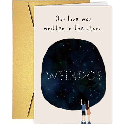 Supoeguk Funny Weird Couple Anniversary Card, Romantic Starry Sky Anniversary Card, Love Card, Our Love Was Written in The Stars